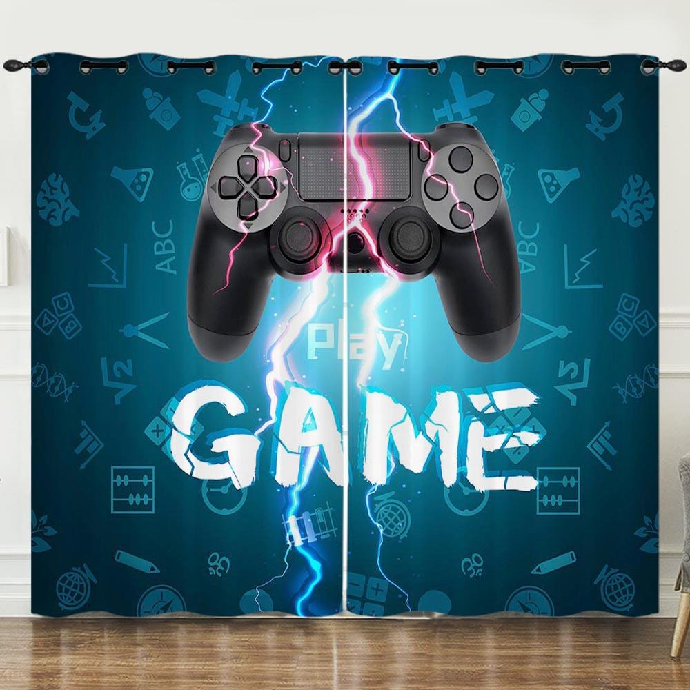 Gamepad Gamer Mobile Game Elements 3D Digital Printing Curtain Blackout Punching