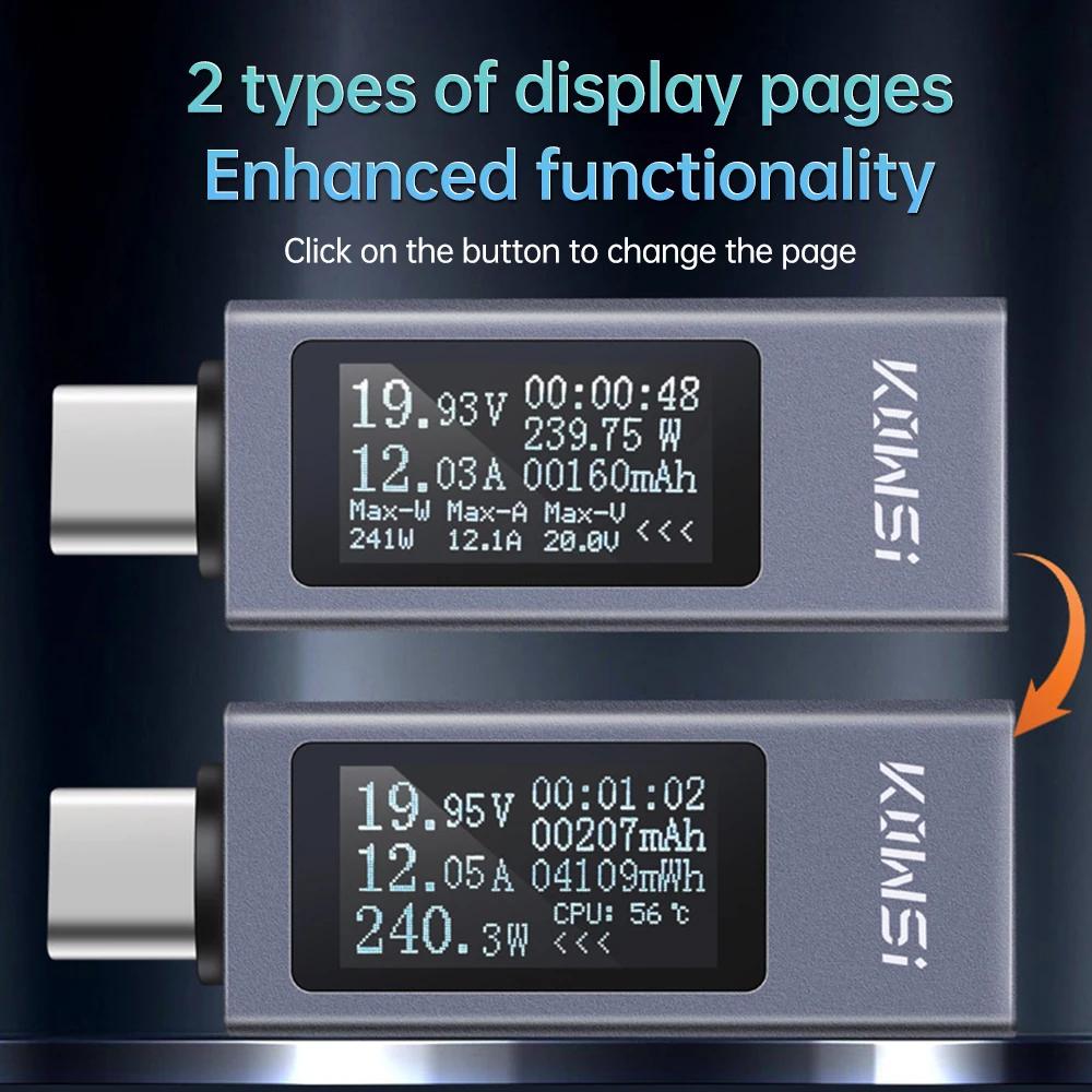DC4-30V Voltmeter Ammeter Type-C Tester Digital Display Current Voltage Tester Power Electric Energy Capacity Timing 6In1 Tester