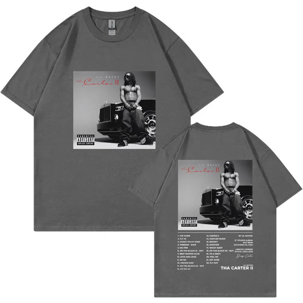 Rapper Lil Wayne Tha Carter II Album Poster Graphic T Shirts Unisexs Women Fashion Hip Hop Vintage Tshirt Summer Casual Tshirts