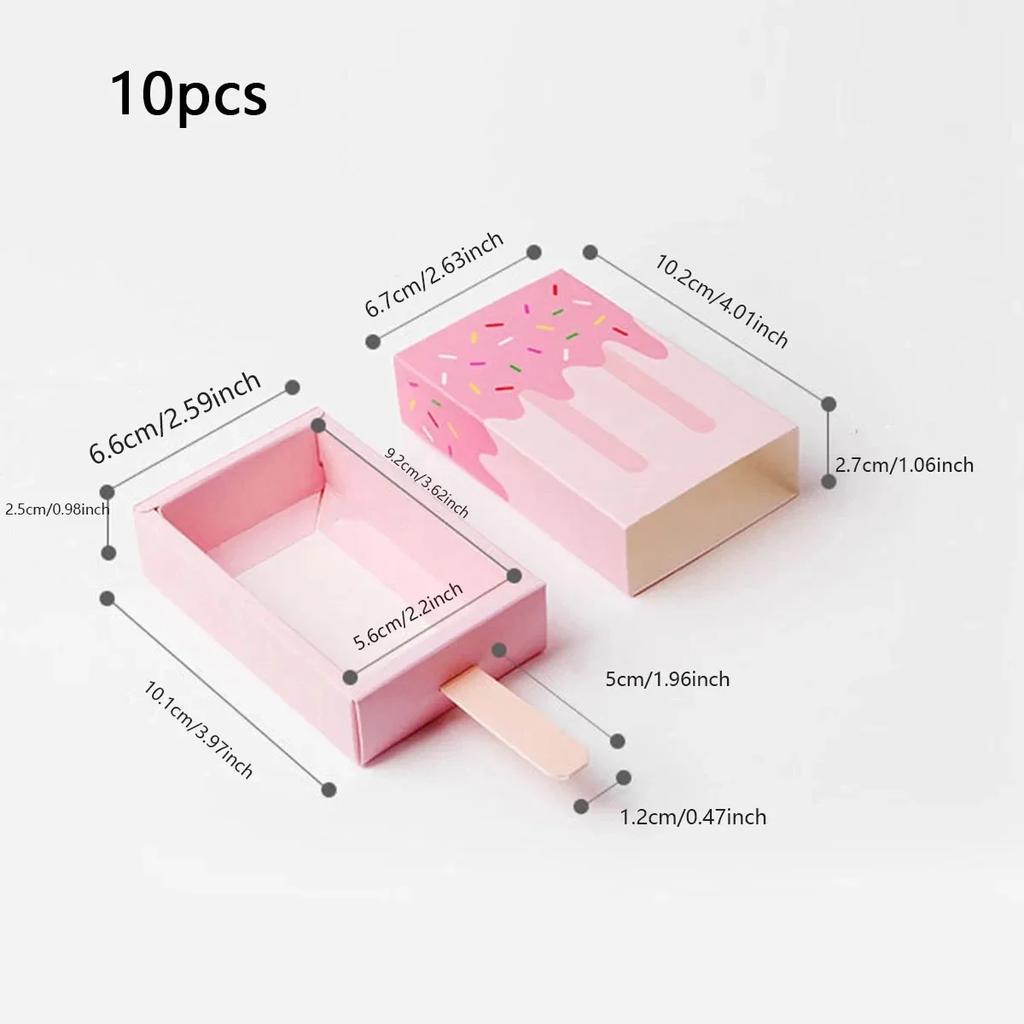 10pcs Ice Cream Candy Box Gift Box Packaging Pink Cute Gift Birthday Ice Stick Drawer Children's Party Gifts