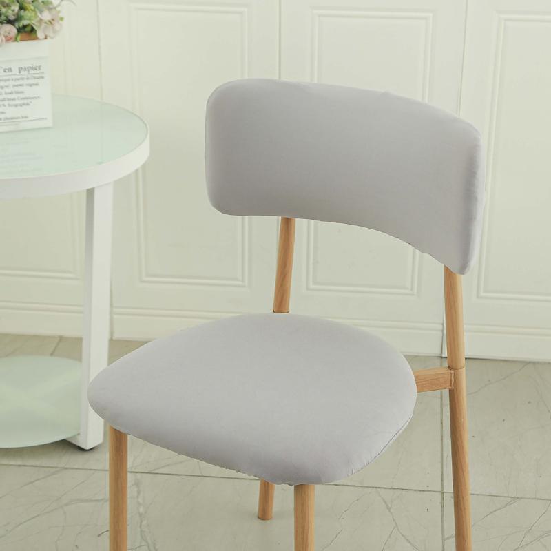 Elastic Curved Backrest Dining Chair Cover Solid Color Split Wood Chair Slipcovers Backrest Seat Dust Protector Home Decoration