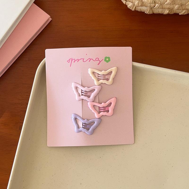 4Pcs/Set Pink Simple Heart Star Hair Clips For Girls Cute Hairpin Barrettes Fashion Accessories Gift