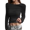 Women's Slim Bottom T-shirt Fashion Casual Color V-Neck Pullover Long Sleeve Top