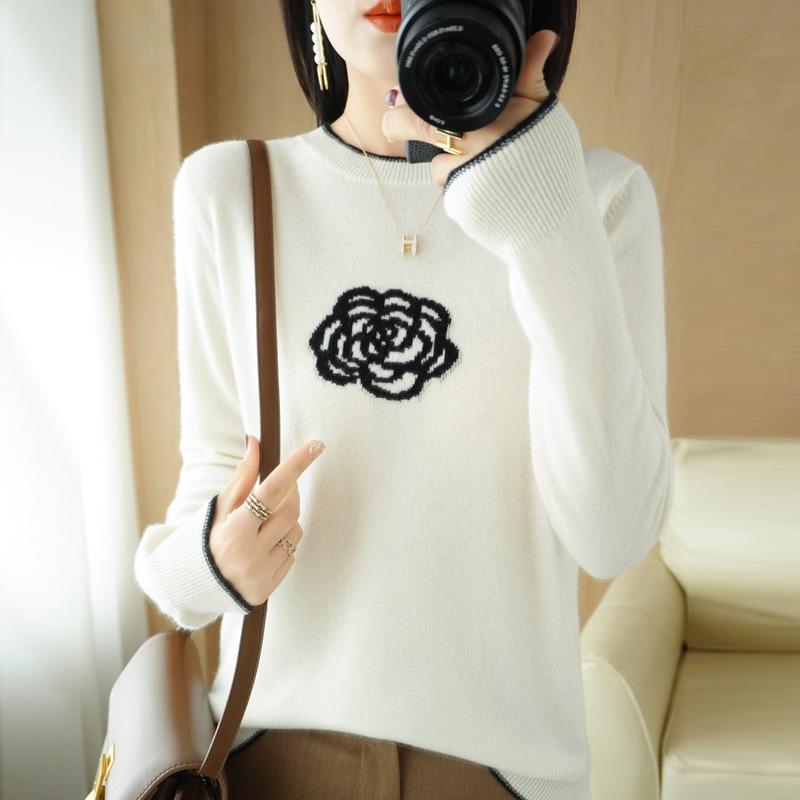 

Женская мода, повседневный цветочный узор, принт, осень-зима, свободные свитера с длинным рукавом и круглым вырезом XXL белый