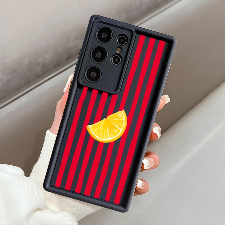 Lemon Cool Stripe Pattern Case for Samsung Galaxy S26 Ultra S22 S25 S23 FE S21 S24Ultra S25 Edge S24 Plus S20FE Phone Cover