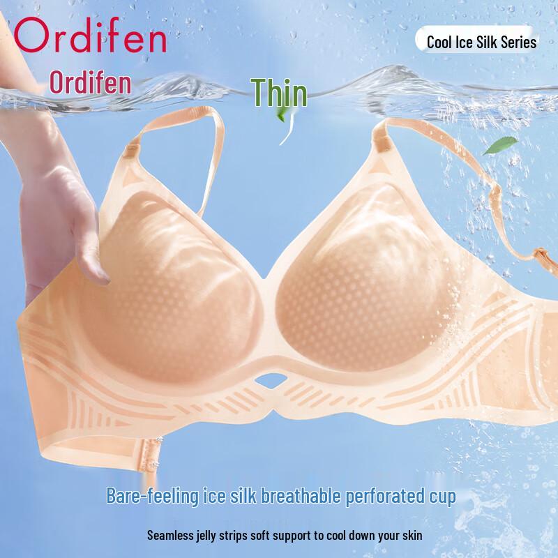 Oudifen Women s Jelly Strip Soft Support Breathable Seamless Bra M