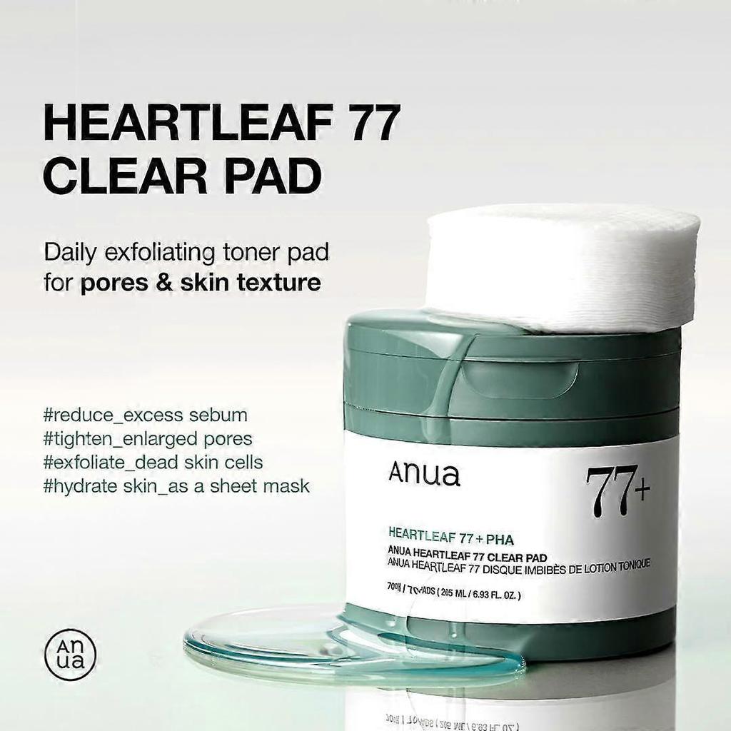ANUA Heartleaf 77 Toner Pad, Mild Exfoliating Facial Pads for Glass Skin, Hydrating Pore Care for Sensitive Skin, Heartleaf Extract, PHA, Centella, No