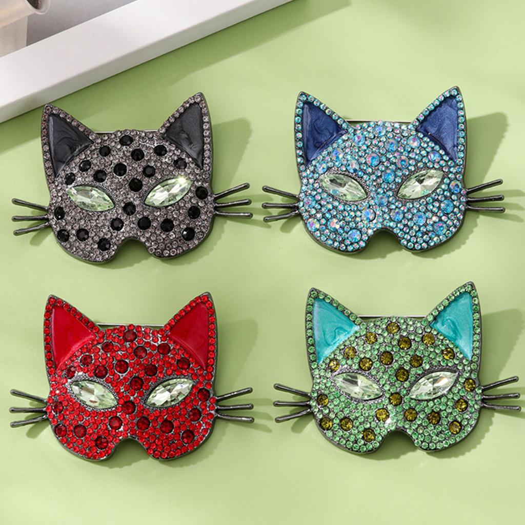 Sparkling Cats Head Jewelry Pin Vintage Style Gift For Her Unique Handmade Accessories For Outfits