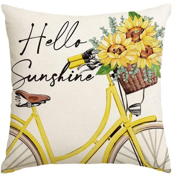 Summer Sunflower Pillow Case Linen Print Sun Flower Home Sofa Pillow Plant Flower Pillow