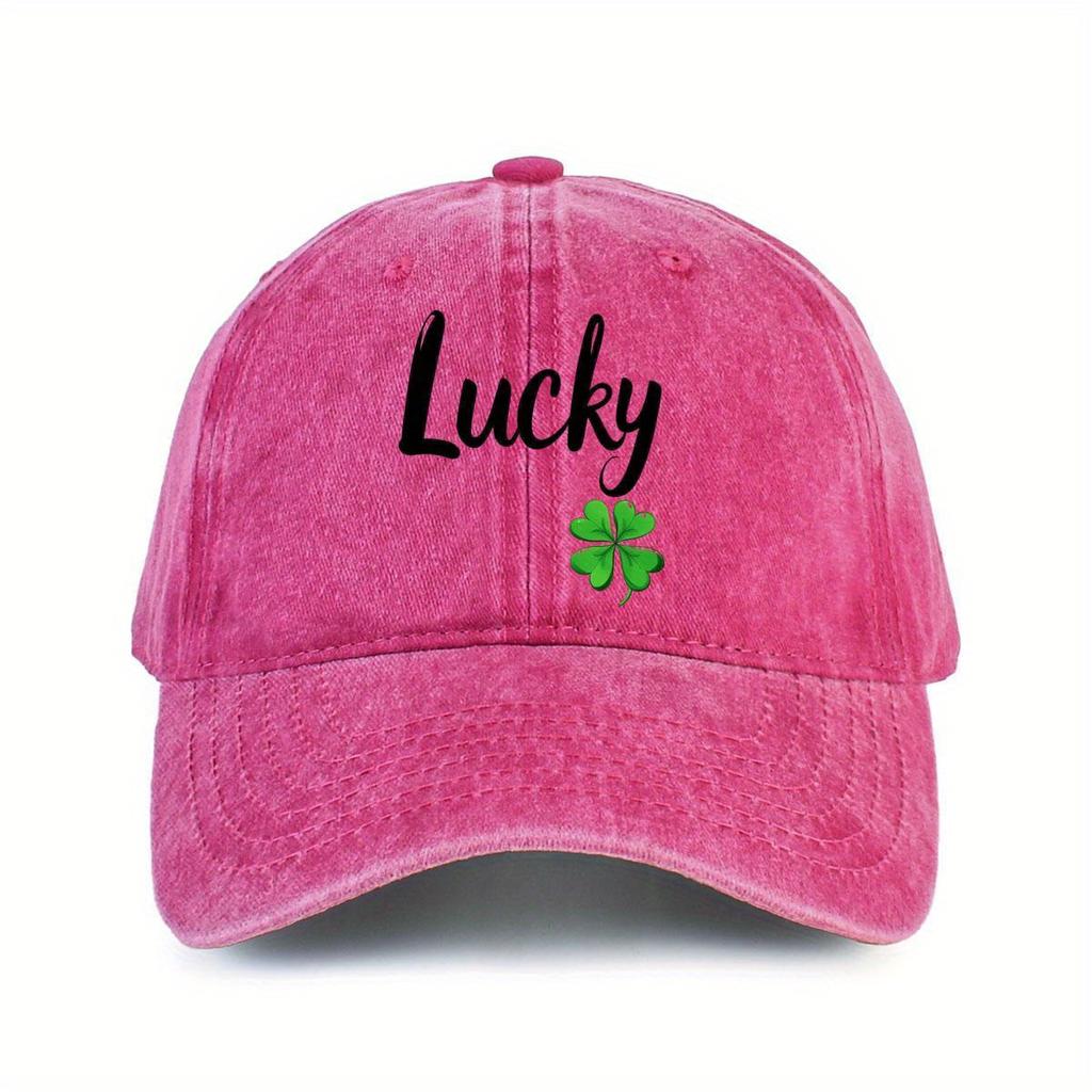 Lucky Clover Printed Baseball Hat for Men and Women, Simple Design, Casual Duck Tongue Hat