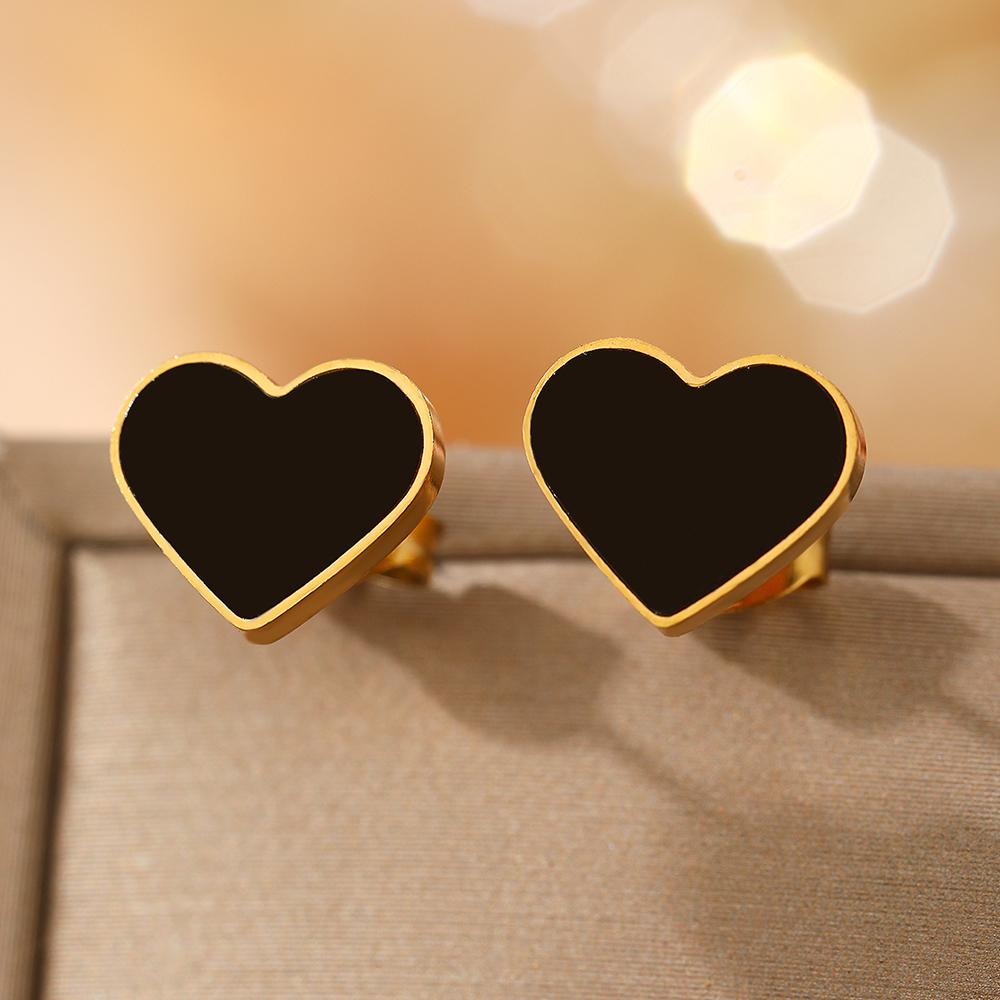 

Сережки з нержавіючої сталі Чорні Акрилові сережки-пусети Любов День Святого Валентина Креативні сережки для жінок Циркон Подарунок на річницю Нові