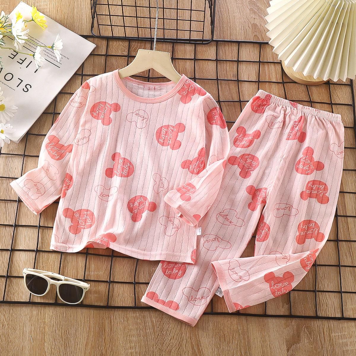 

Дитячий бавовняний піжамний комплект літній з довгим рукавом одяг для сну для хлопчиків та дівчаток домашній одяг м яка дихаюча піжама для дітей 73CM