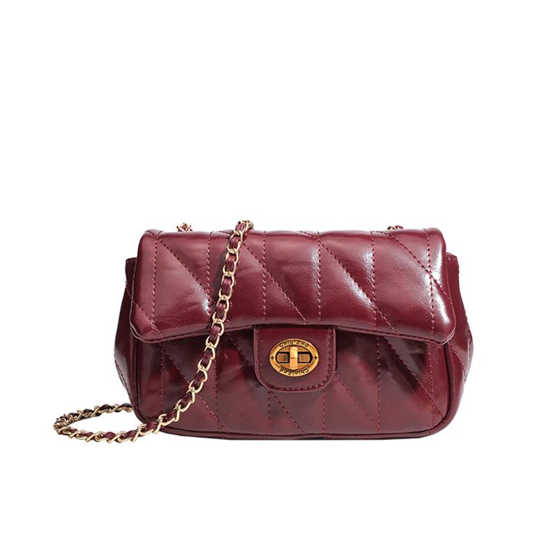City red maple small square bag women's new red chain shoulder messenger bag