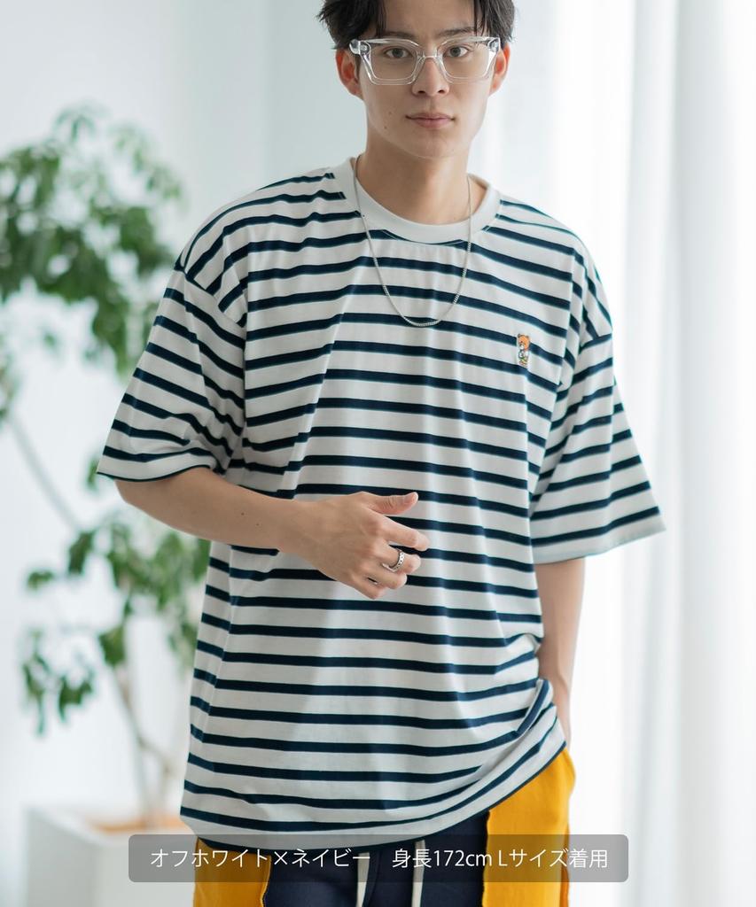 [IMPROVES] [SIDEWAYSTANCE] Embroidered Downer Bear Border Short Sleeve T-Shirt