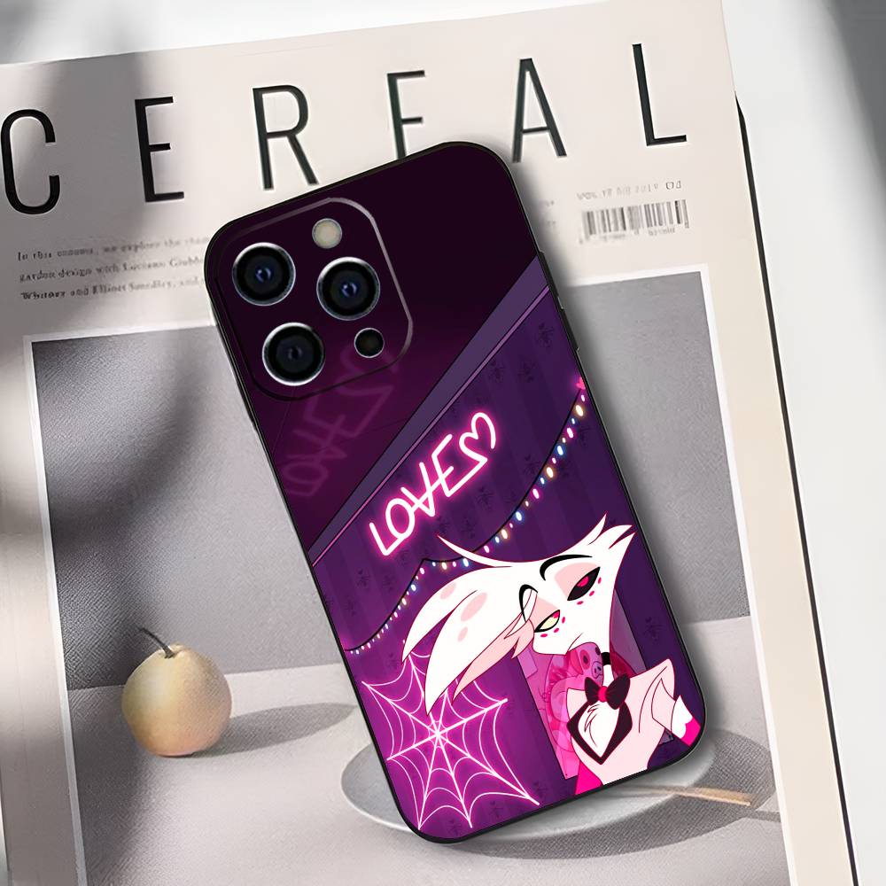 Angel Dust H-Hazbin H-Hotel Phone Case For iPhone 17,16,15,14,13,12,11 Plus,Pro Max,XS,Soft Silicone Black Cover