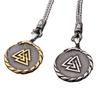 Stainless Steel Viking Dragon Odin Triangle Symbol Pendant Necklace Nordic Personality Men's Jewelry Tide