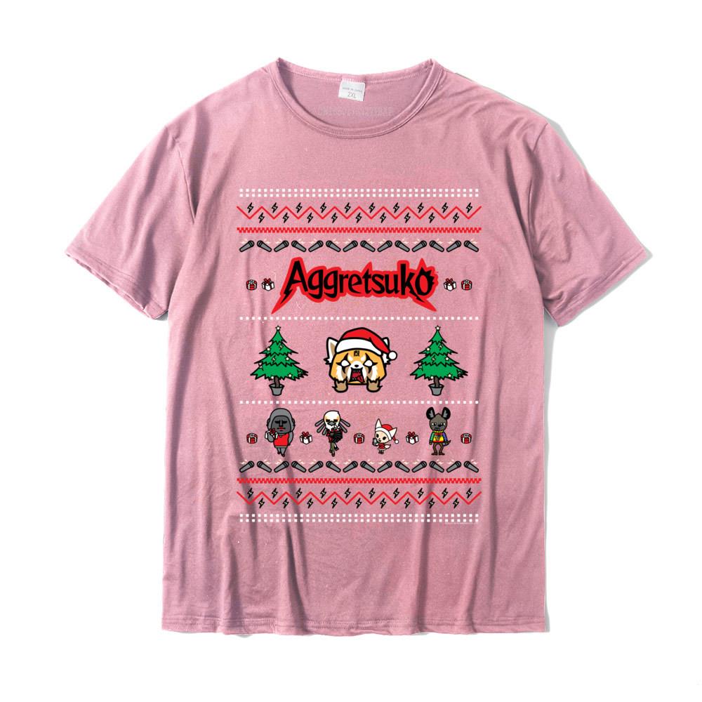 Aggretsuko Ugly Christmas Sweater Rage Short Sleeve Shirt Customized Tops Shirt Cotton Unisex T Shirts Customized Retro
