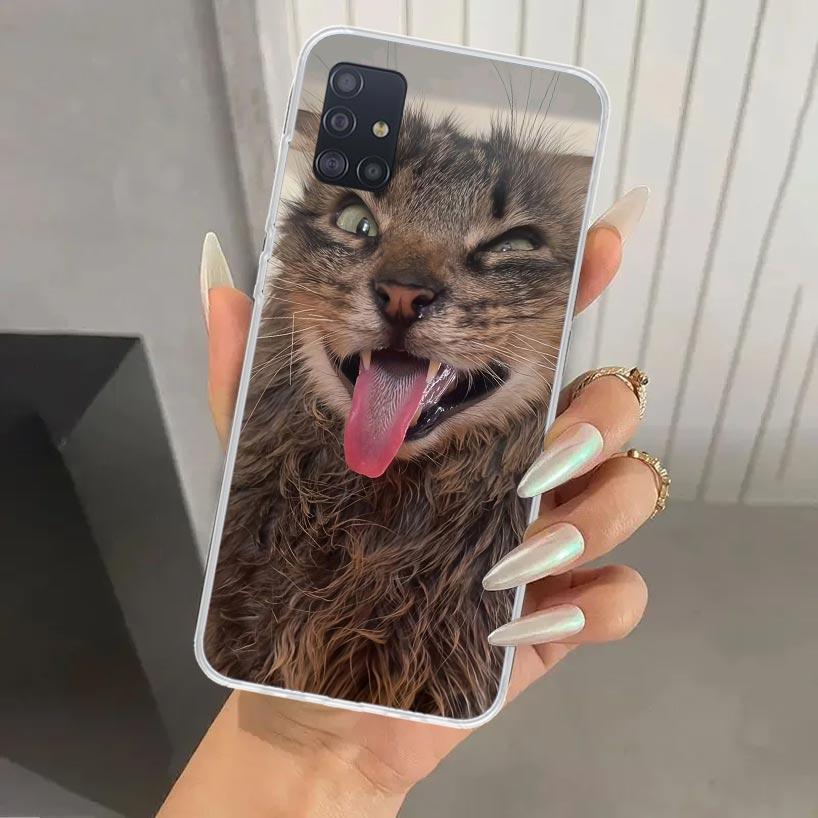 Pet Cat Funny Memes Phone Case for Samsung Galaxy A52 A32 A22 A12 A02S A50S A30S A10S Note 20 Ultra 10 Plus S10 A31 A20 A71 A72