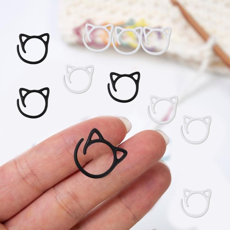 24Pcs Cats Shaped Stitching Markers Crochet Locking Markers Rings Stitching Locking Markers Rings for Knitting Weaving