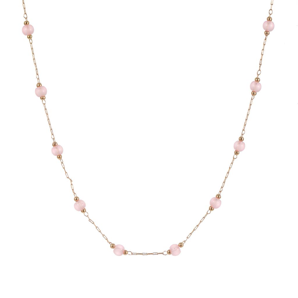 Pendant Necklace Diamond Fashion Light Luxury Pink Opal Clavicle Chain Simple