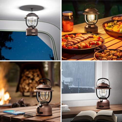 Lepro Lantern, Type-C USB Rechargeable, 15000mAh, Retro LED Lantern, Stylish Camping Lantern, Antique Style, Solo Camping Lantern [336 Hours of Contin