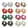 Elegant Alloy Sunflower Earrings With Colorful Rhinestones For Women Party Wedding Daily Wear