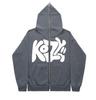 2025 American Style Oversized Autumn Winter Full Zip Fleece Hoodie Cardigan
