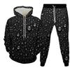 Funny Fresh Water Droplets on Purple Leaves Print Men's Hoodie Pants 2-Piece Outfits Men Hooded Sweatshirt Sets Tracksuit Suits