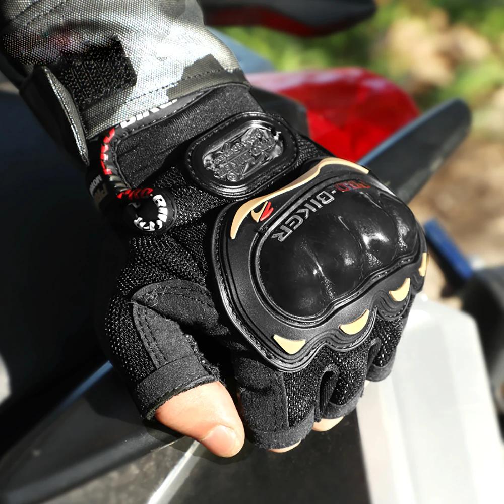 Men's Motocross Carbon Fiber Gloves Half Finger Touch Screen Summer Breathable Anti-Slip Protective for Moto Biking