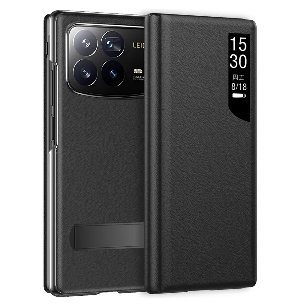 

Для Xiaomi Mix Fold 4 5G Чехол Окно просмотра PU кожа Подставка Чехол для телефона Black