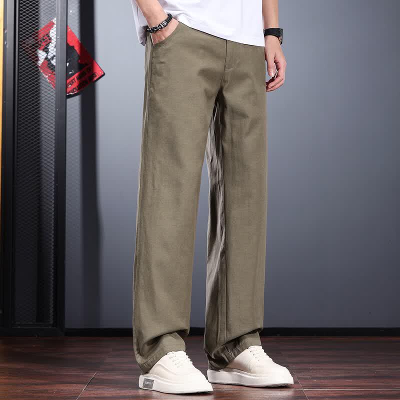 JIELEINUO Men's Lyocell Blend Loose Straight-Leg Casual Pants
