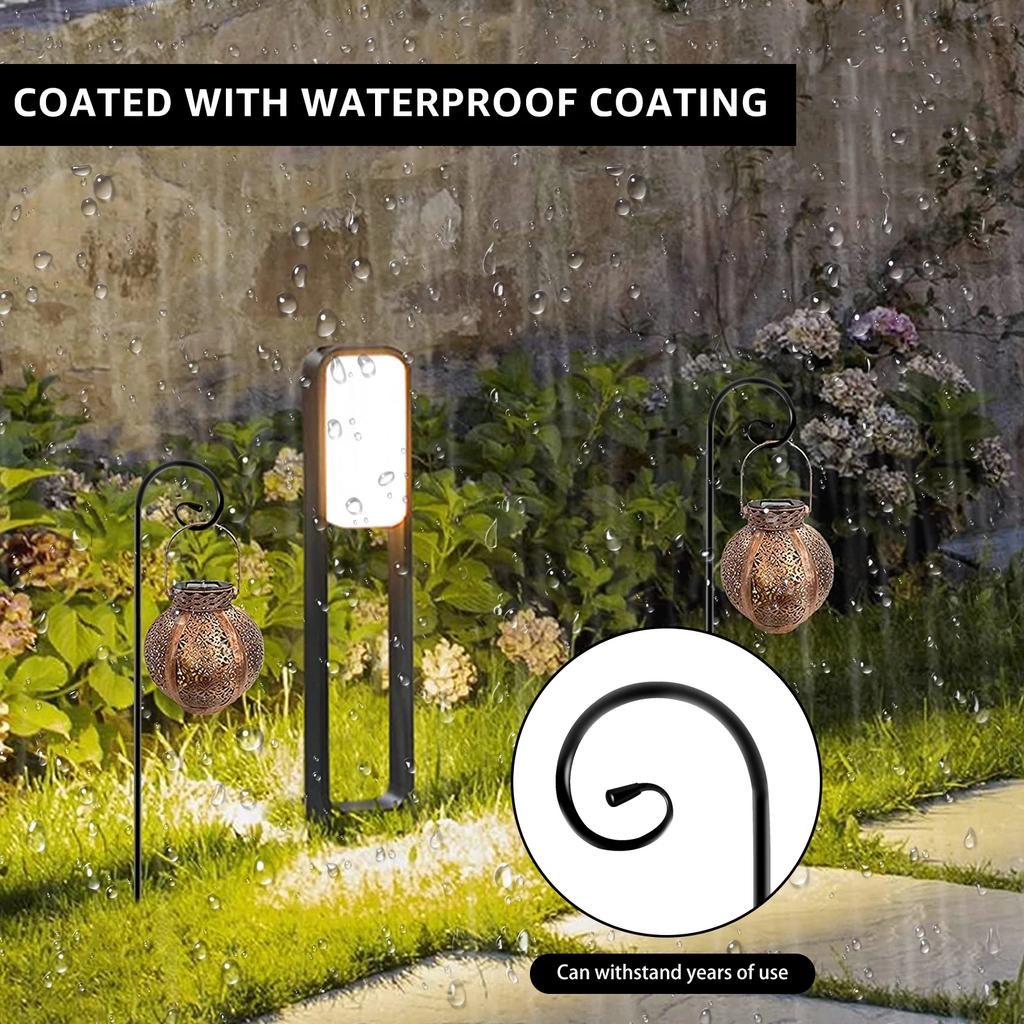 2Pcs Metal Shepherd Crook Hooks Flowerpot Holder Resistant Bird Feeder Pole Garden Outdoor Plant Basket Lamp Hanger Decorative