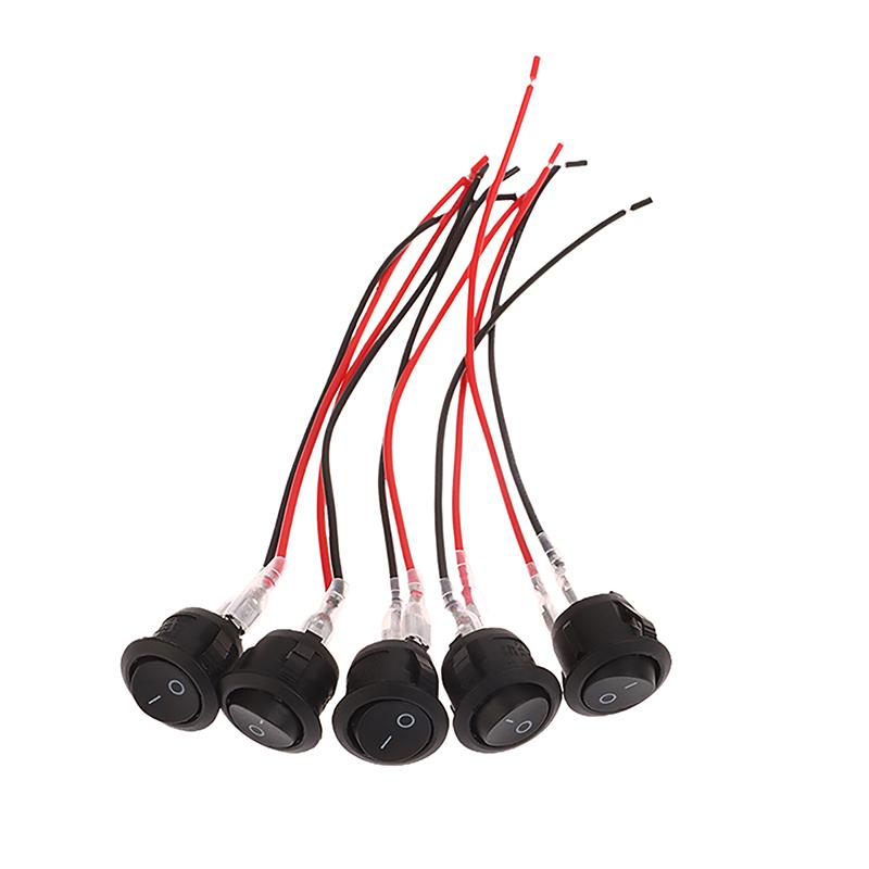 5Pcs Round Rocker Switch On Off Spst Mini Toggle Switch 12V For Car Automotive Rv 2 Pin Switch Mini Rocker Switch With Wire