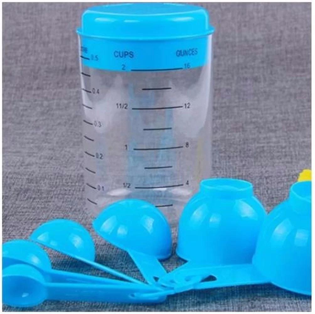7 Pieces / Set Plastic Measuring Cups and Spoons Tea Coffee Kitchen Utensils Baking Tools Tray