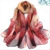 Lotus Sunscreen Silk Scarf Seaside Beach Towel Long Ladies Silk Scarf Lotus Pond Moonlight Thin Silk Scarf