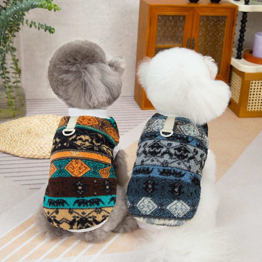 Nordic Style Fleece Pet Clothes: Cozy Autumn/Winter Wear for Cats & Small Dogs Like Bichon and Teddy.