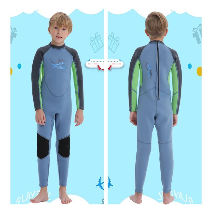 Kids 2mm Thick Neoprene Wetsuit Long Sleeve Full Body Diving Suit Swimming Snorkeling Water Sports Unisex