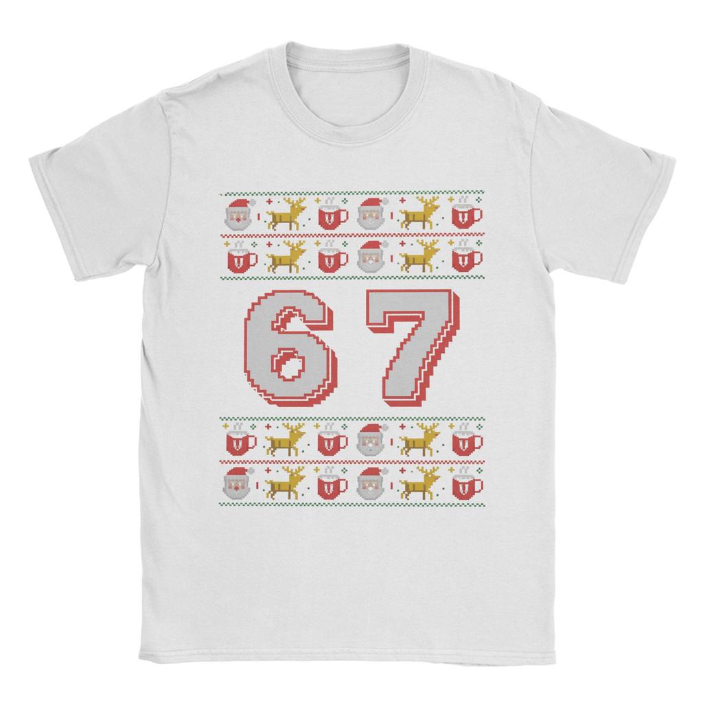 Christmas 67 Funny Xmas Six Seven Cotton T-Shirt For Men Summer  Y2K Fun T-Shirts O Neck Leisure Tees Oversized Cheap Tops