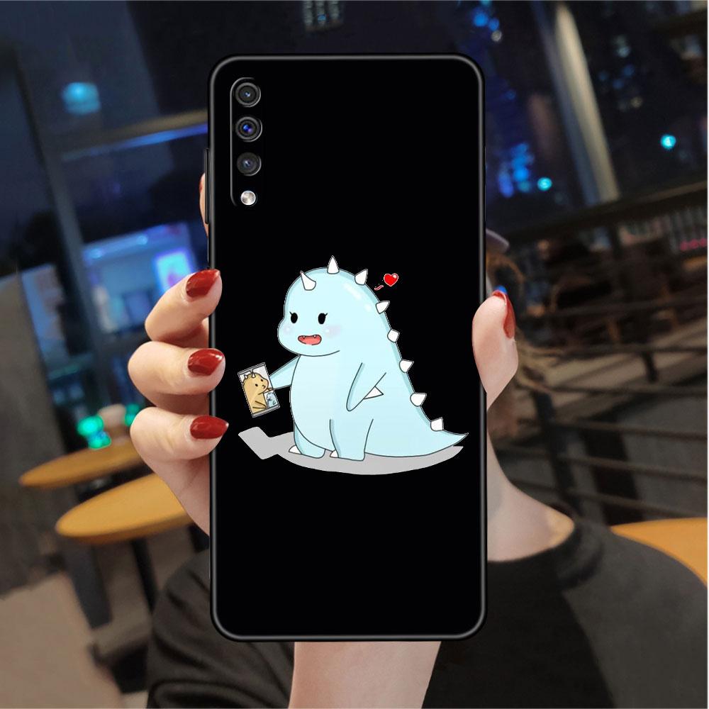 Dinosaur Cartoon Case For Samsung Galaxy A50 A70 M52 A30 A20s A20e A10 A40 A10s M51 M31 M30s M13 5G Black Phone Cover
