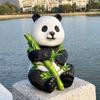 Panda Statue Solar Light Resin Bamboo Statues Waterproof Solar Garden Decor Indoor Outdoor Porch Patio Lawn Yard Decoration