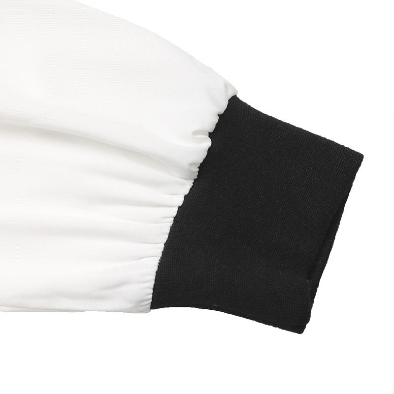 2025 Neues Damen Puffärmel Hemdkleid, Reverskragen Zweifarbig A-Linien Rock mit Schwarz-Weiß Colorblock, Vielseitiges Büro- bis Partykleid für den Herbst