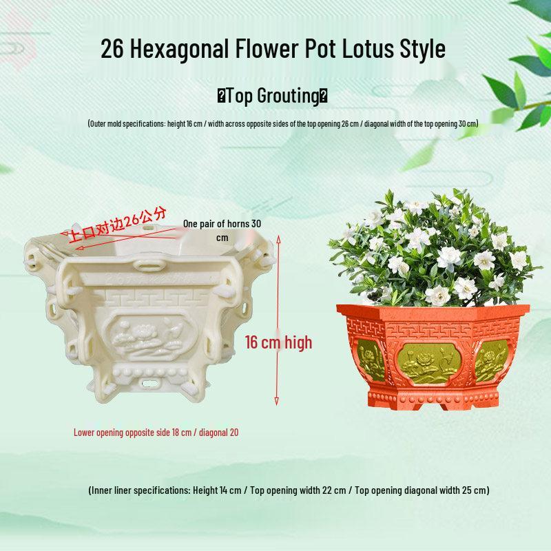 High-Leg Cement Flower Pot Mold - Six-Sided, Thick Plastic for Balcony Bonsai