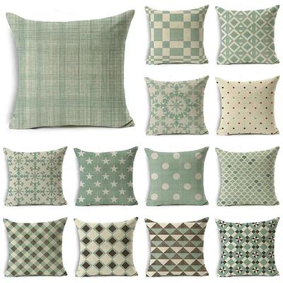 Hellgrün Frischer Stil Kissenbezug 45x45cm Leinen Dekokissenbezug Sofa Bett Kissenbezug