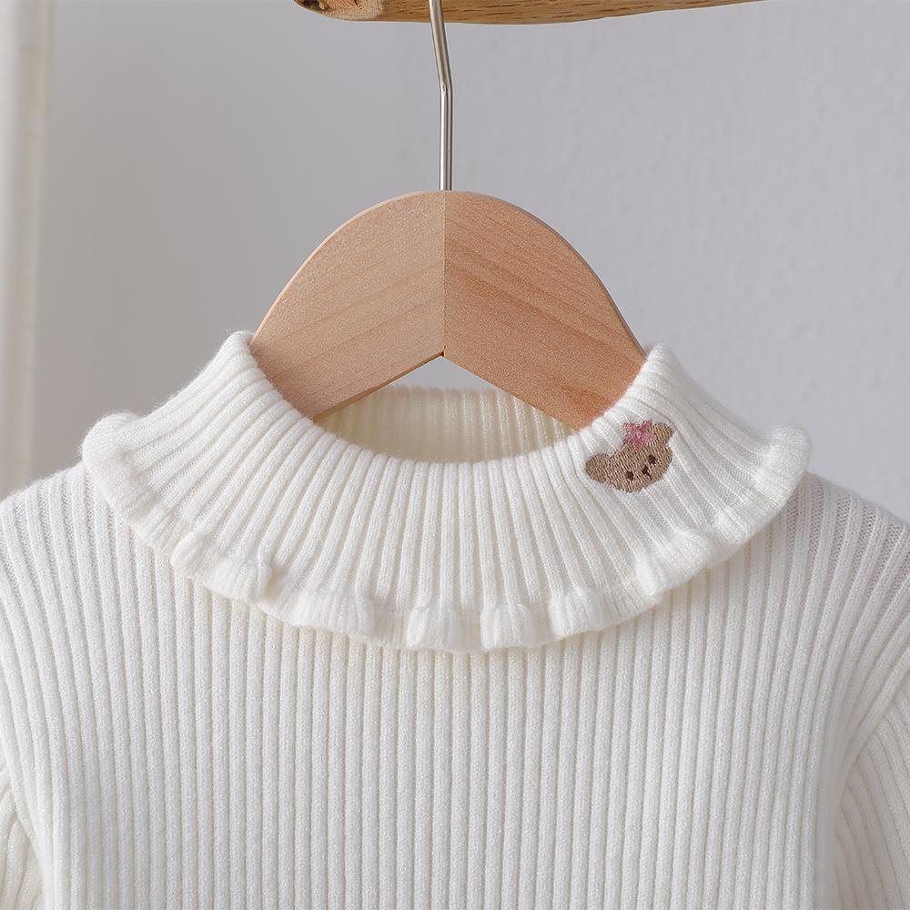 Toddler Girl Knit Sweater Ruffled Turtleneck Long Sleeve Soft Comfortable Knitwear for Little Princesses 2-6 Years