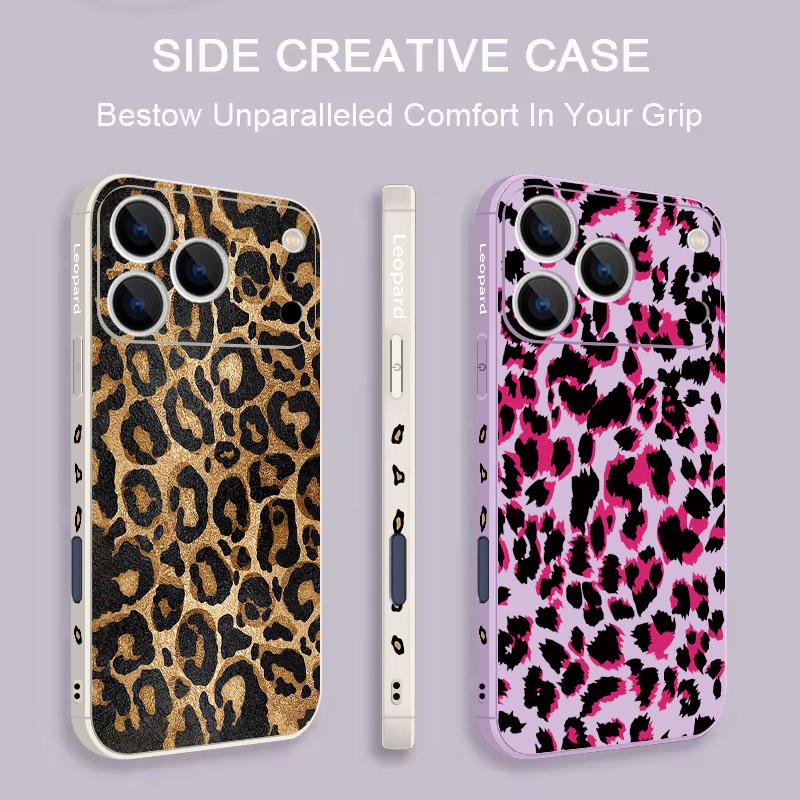 Golden Leopard Print Lanyard Case For iPhone 17 Pro Max Funda iPhone 16 15 14 13 Pro Max 11 16E 17E Soft Silicone Cover