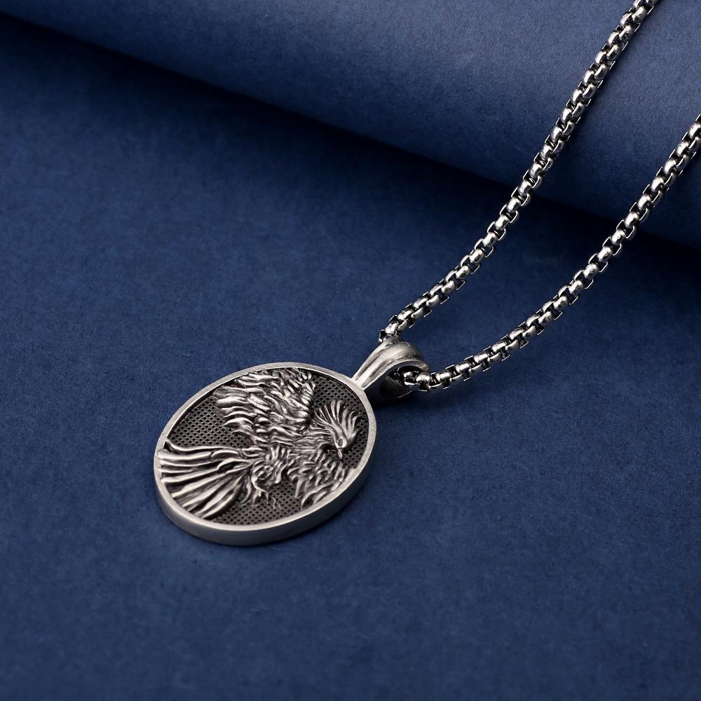 Fashion Hipster Retro Phoenix Pendant Necklace Men's Titanium Steel Hip-hop Necklace Simple Punk Jewelry