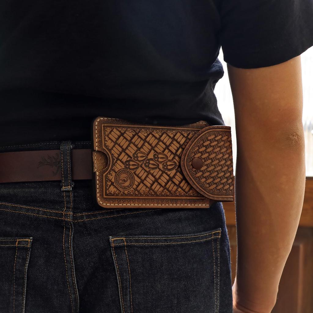 TOURBON Genuine Leather Smartphone Smartphone Belt Holster for Slim Waist Pouch with Belt Loop Case, Men,