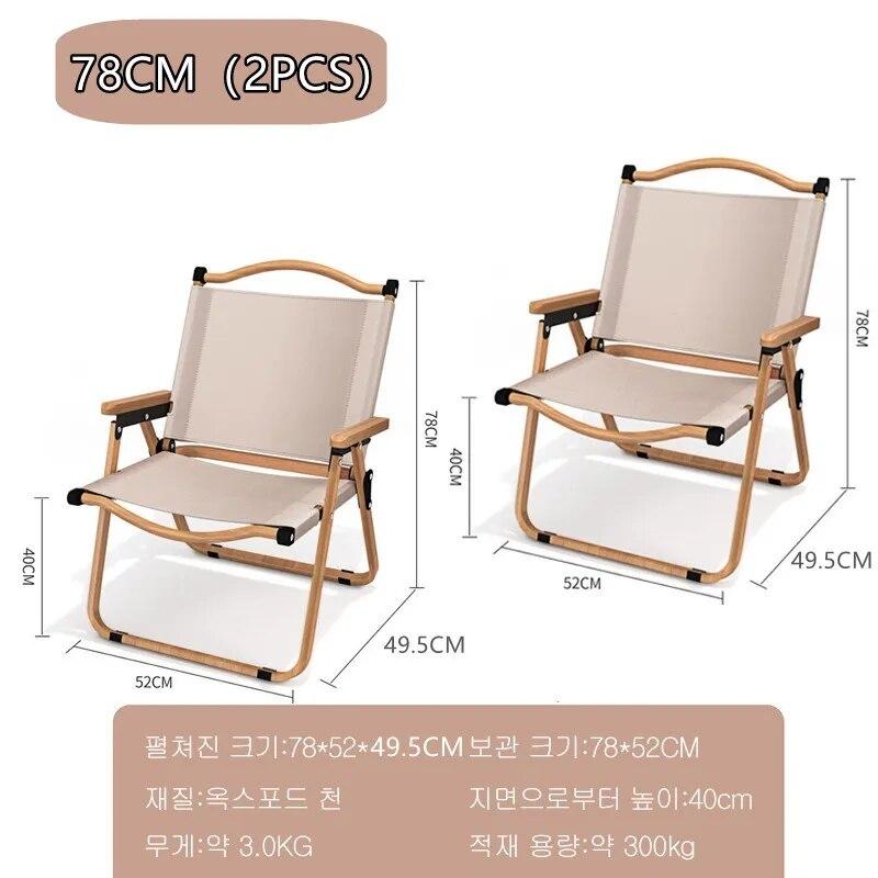 2pcs/1pcs Portable Camping Chair Outdoor Folding Chair Aluminum Alloy Wood Grain Folding Chair Camping Equipment Comite Chair