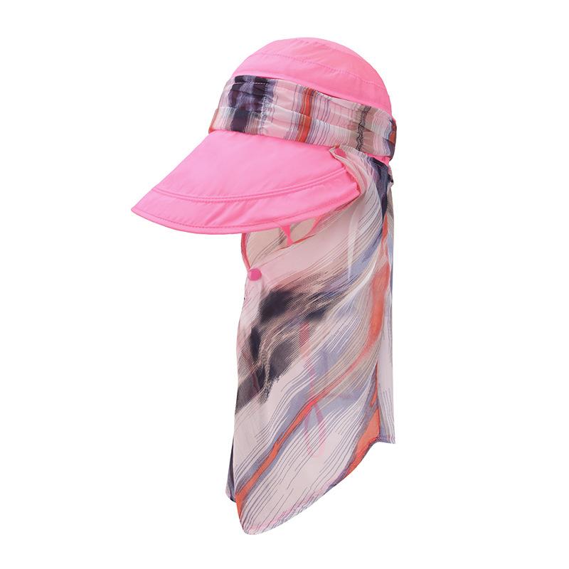 

Summer women s sunscreen hat, big eaves, UV protection with shawl, bucket hat, tea picking, farming sun hat One size рожевий