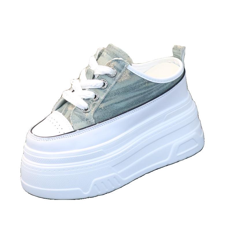 Fashion 12cm Fashionable Women's Slippers with Elegant Toes and No Heels - Plus Size and Height-Increasing Lazy Shoes for A Slimmer Look